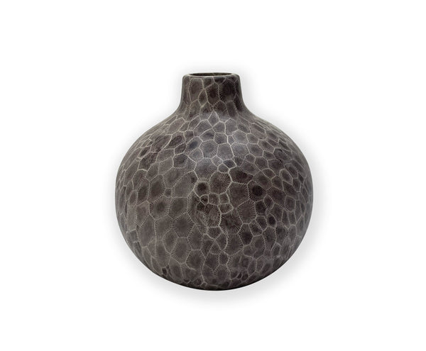 Ceramic Petoskey Stone Design Round Vase 6" Tall