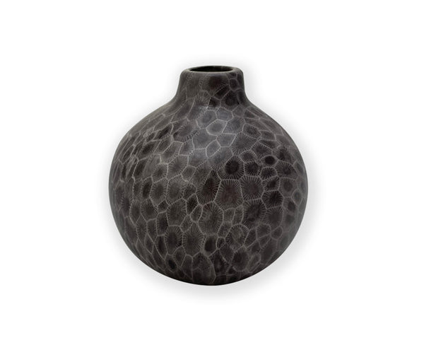 Ceramic Petoskey Stone Design Round Vase 4.3" Tall