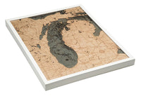 Lake Michigan 3-D Nautical Wood Chart, Large, 24.5" x 31"