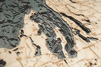 Northwest Lower Michigan 3-D Nautical Wood Chart, Large, 24.5" x 31"