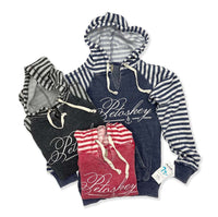 Womens striped burnout hoody- Petoskey- 3 COLORS