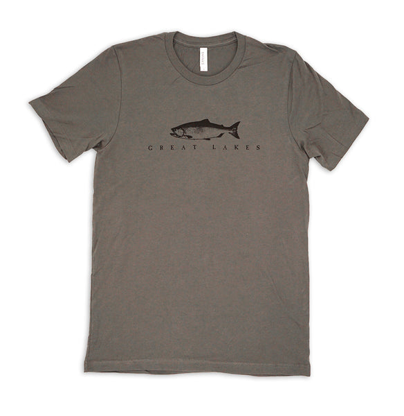 Bella Mens Tshirt- Asphalt /Great Lakes Fish