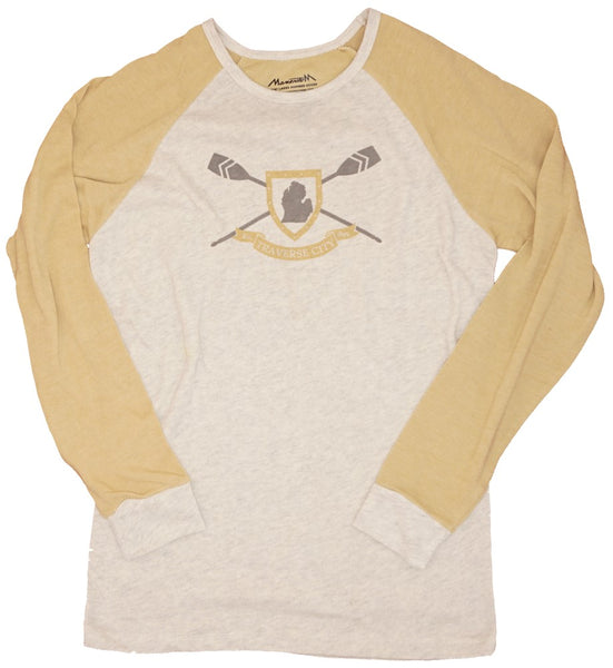 Mens Knit Longsleeve -Burlap/Oatmeal- Traverse City oar screen