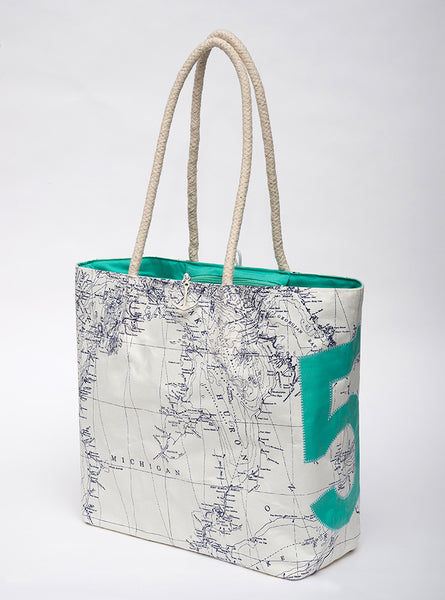 Great Lakes "5" Sail Bag Tote - Seafoam