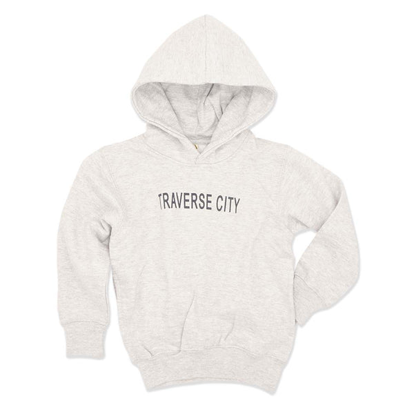 Kids Hoodie- 9oz Sueded- Traverse City- HEATHER GREY