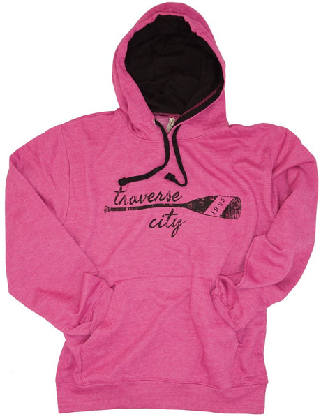 Mens/Unisex Hoody- Traverse City Oar- Rasberry