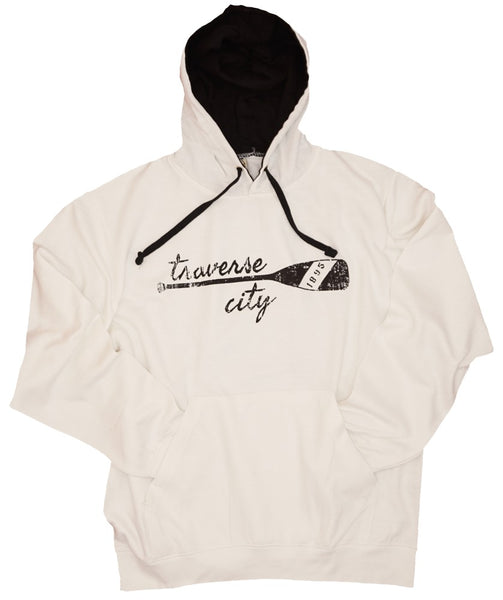 Mens/Unisex Hoody- Traverse City Oar- White