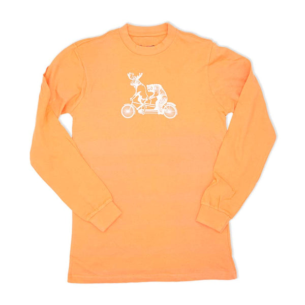 Longsleeve T- Up North Moose/Bear/Bike-Coral
