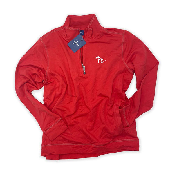 Gear G3131 Mens 1/4 zip- Flag Red- Great Lakes