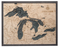 Great Lakes 3-D Nautical Wood Chart, Large, 24.5" x 31"