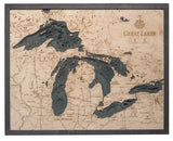 Great Lakes 3-D Nautical Wood Chart, Large, 24.5" x 31"