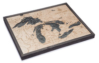 Great Lakes 3-D Nautical Wood Chart, Large, 24.5" x 31"