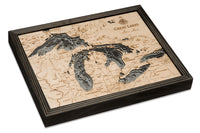 Great Lakes 3-D Nautical Wood Chart, Small, 16" x 20"