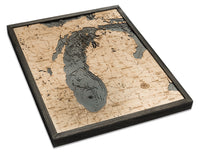 Lake Michigan 3-D Nautical Wood Chart, Large, 24.5" x 31"