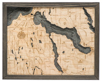 Lake Charlevoix, Michigan 3-D Nautical Wood Chart, Small, 16" x 20"