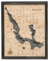 Walloon Lake, Michigan 3-D Nautical Wood Chart, Small, 16" x 20"