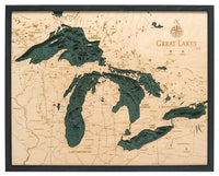 Great Lakes 3-D Nautical Wood Chart, Large, 24.5" x 31"