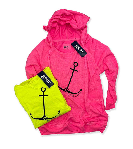 Womens GEAR Light Weight Hoodie- Great Lakes Anchor
