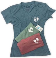 Ladies Heathered V-Neck Tee / Heart Michigan