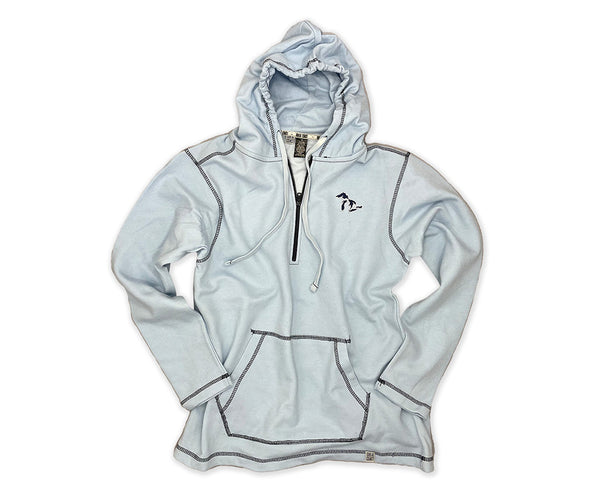 1/4 ZIP HOOD- ARCTIC BLUE-  GREAT LAKES