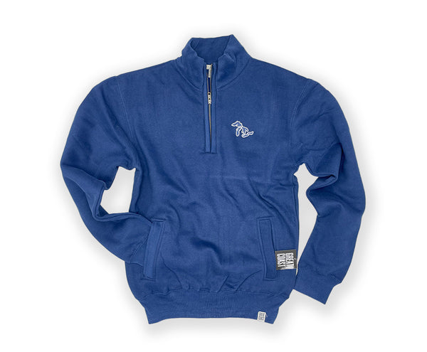 MENS 1/4 ZIP- VINT.BLUE- GREAT LAKES EMBROIDERY