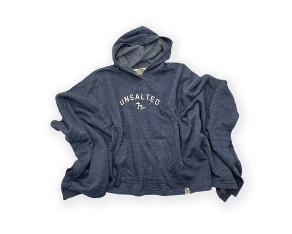 Womens Poncho- Navy Heather- Unsalted/ Great Lakes