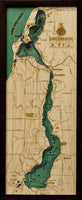 Lake Leelanau, Michigan 3-D Nautical Wood Chart, Medium, 13.5"