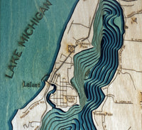 Lake Leelanau, Michigan 3-D Nautical Wood Chart, Medium, 13.5"