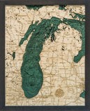 Lake Michigan 3-D Nautical Wood Chart, Small, 16" x 20"