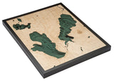 Burt and Mullet Lake 3-D Nautical Wood Chart, Large, 24.5" x 31"