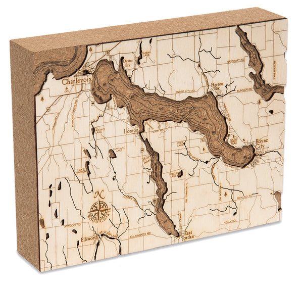 Woodchart Cork Map - Lake Charlevoix
