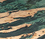 Grand Traverse Bay 3-D Nautical Wood Chart, Small, 16" x 20"
