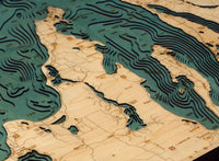 Grand Traverse Bay 3-D Nautical Wood Chart, Large, 24.5" x 31"