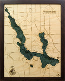 Walloon Lake, Michigan 3-D Nautical Wood Chart, Small, 16" x 20"