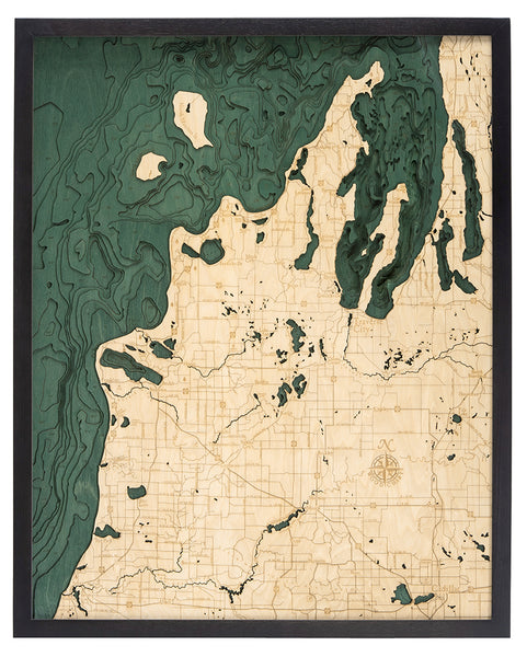 Michigan Route M22 3-D Nautical Wood Chart, Large, 24.5" x 31"
